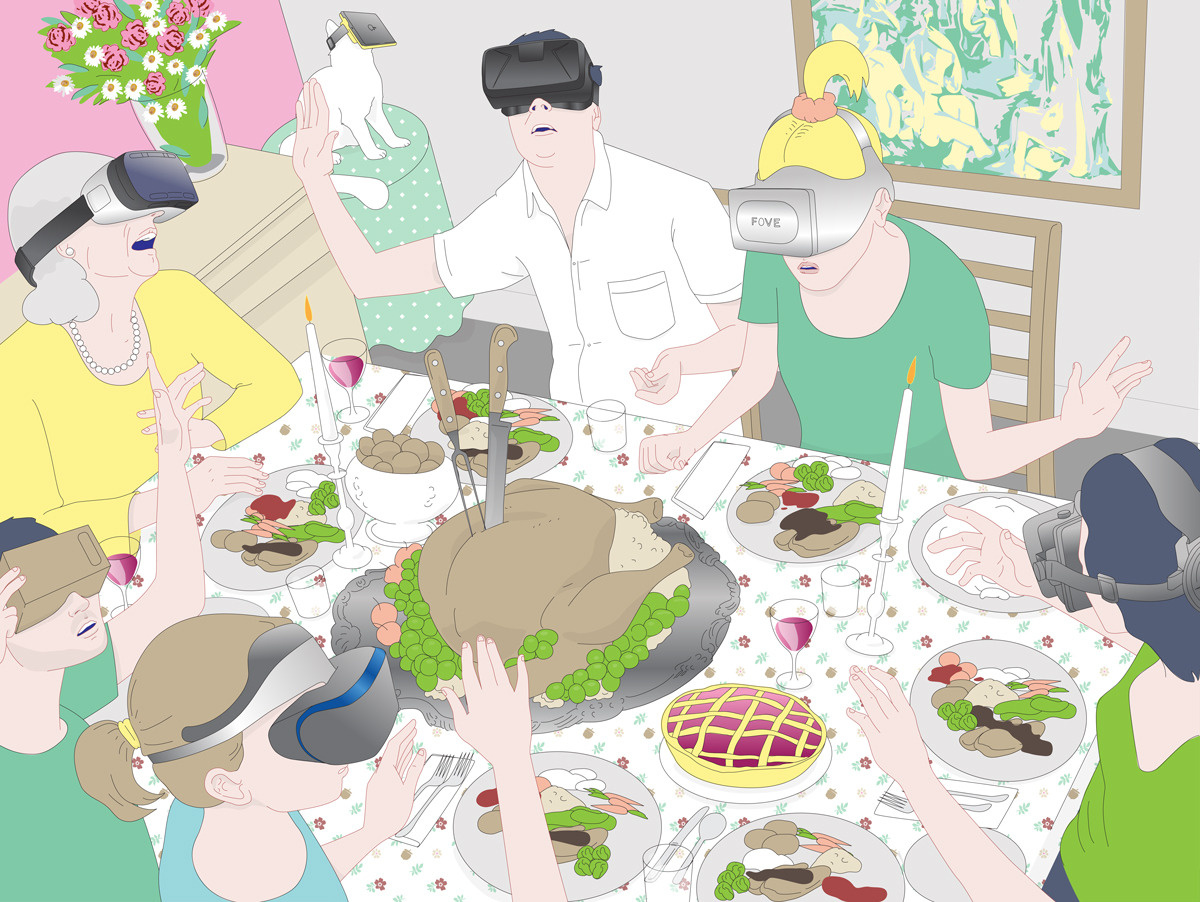 VR dinner illustration for Businessweek